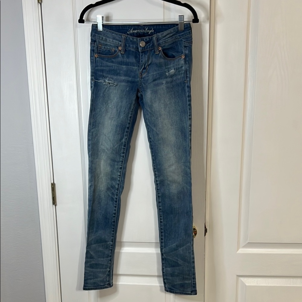 American Eagle Outfitters Blue Skinny Jeans Distressed Style
